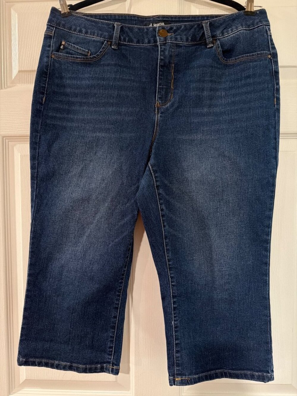 D. Jeans Womens Dark Wash Denim Capri Pants Size 16W Stretch Cotton Blend